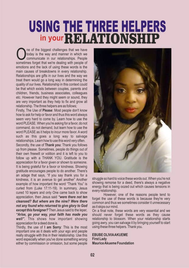 Using The Three Helpers In Your Relationship by Ebube Olivia Akueme published on The MAF Journal